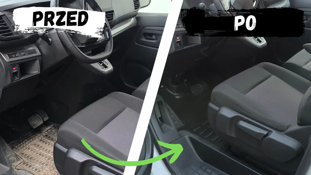 Czyszczenie wnętrza samochodu: perfekcyjnie odkurzony kokpit i wyczyszczone detale w Feniks Car Detailing Łowicz